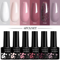 LILYCUTE 6ชิ้น/เซ็ต Nail Art Gel Polish Set 129Color Glitter Bright Colors Long Lasting UV Gel Need Base Top Coat Soak Off UV LED Nail Art DIY ที่บ้านหรือร้านทำเล็บ