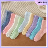 BETTERFORM กำมะหยี่ปะการัง ถุงเท้าหิมะตก หนาขึ้น นุ่มฟูนุ่ม ถุงเท้าสำหรับนอน แฟชั่นสำหรับผู้หญิง กันลื่น ชั้นกำมะหยี่สำหรับร้านขายชุดชั้นใน