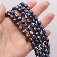 100 Real Natural Freshwater Cultured Black Pearls Vertical Perforated Beads 36 cm Strand 7-8 mm For Jewelry Making Necklace