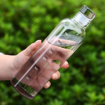 Plastic Water Bottle With Time Scale Couple Plastic Portable Water Container Anti-drop Outdoor Water Bottle 550ml