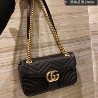 New Style Genuine Leather Chain Bag Shoulder Messenger Female Classic Black Red White Milk Tea Color Large Size Medium20212021