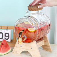 HOUYUP 1L3L Large Capacity Glass Jug Beverage Dispenser With Tap Fruit Juice Lemonade Transparent Wine Beer Teapot Container