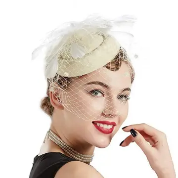 White Headband Veil for Bridal Crystal Birdcage Black Face Net Mask Short Veil Fascinator Elegant Charming Veil Black