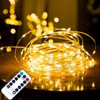 Remote Control Fairy Lights Copper Wire Timer LED String Lights Garland Christmas Decoration Lights USB Battery Powered 51020M