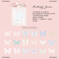 Star สติกเกอร์สมุดติดรูปน่ารักๆ33แผ่นผ้าก๊อซสีลูกไม้แนววินเทจสติกเกอร์เครื่องเขียนสำหรับตกแต่งงานฝีมือ