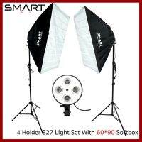 ถูกที่สุด!!! 4 Holder Light Set with 2 Set Day light Lamp E27 Bulb With Softbox 60x90cm ##กล้องถ่ายรูป ถ่ายภาพ ฟิล์ม อุปกรณ์กล้อง สายชาร์จ แท่นชาร์จ Camera Adapter Battery อะไหล่กล้อง เคส