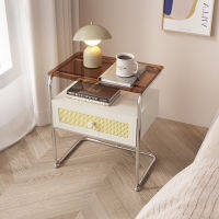 Nightstands โต๊ะข้างเตียงทันสมัยไม้เนื้อแข็งกล่องลิ้นชักการจัดเก็บอย่างง่ายแต่งหน้าโลหะชุดโต๊ะเก้าอี้กล่องเก็บของ