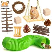 VSDGF Guinea Parrot Ferret ผลิตภัณฑ์สำหรับทำความสะอาดฟันฟันกรามอุโมงค์บดอุปกรณ์เสริมกรงเคี้ยวของเล่นหนูแฮมสเตอร์ชุดของเล่นจัดหาอุปกรณ์สัตว์เลี้ยงขนาดเล็ก