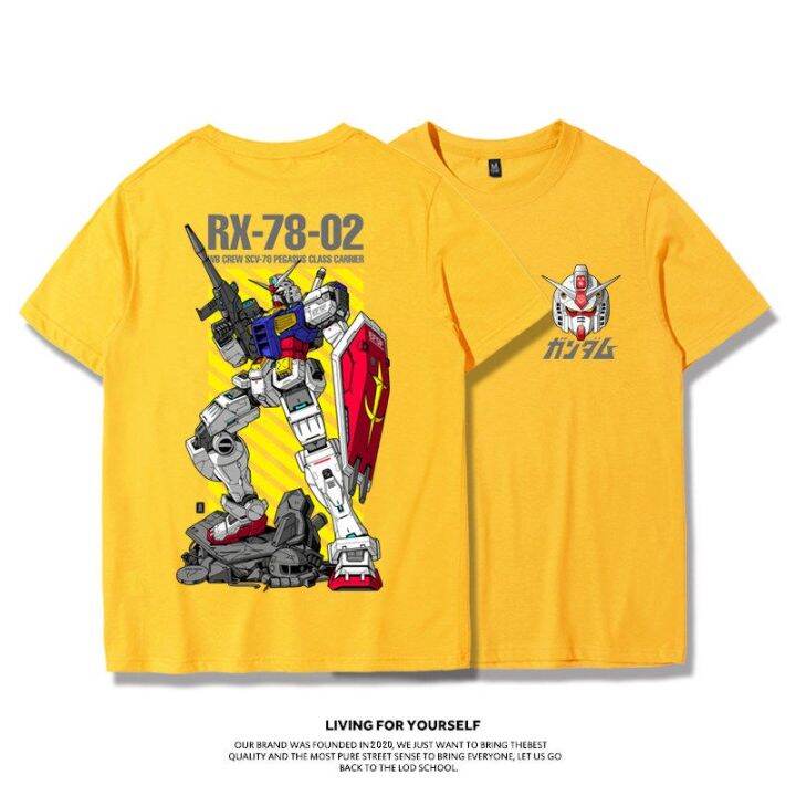 เสื้อยืดผู้ชาย-gundam-เสื้อยืด-mobile-suit-joint-rx78-2-อะนิเมะอุปกรณ์ต่อพ่วงครึ่งแขนเกาหลีรุ่นหลวมผ้าฝ้ายแบรนด์แขนสั้นผ