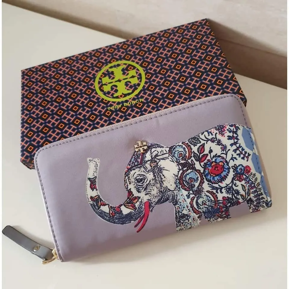 .Y . Wallet Robinson Zip Continental With Elephant Design -  Nylon Grey | Lazada PH