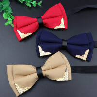 ผู้ชายผูกโบว์โลหะหัวแข็งโนเบิลคลาสสิกสองชั้นโพลีเอสเตอร์ผีเสื้อ Bowtie ผ้าผูกคอ Bowties หญิงชายผ้าผูกคอ