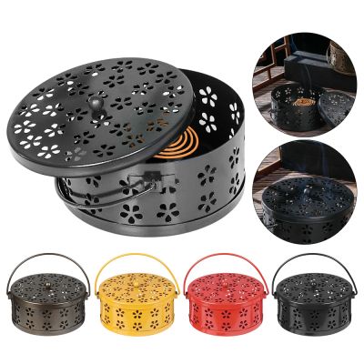 1PC Portable Retro Round Iron Incense Burners Mosquito Coil Holder Fireproof Home Decor Camping Garden Incense Accessory