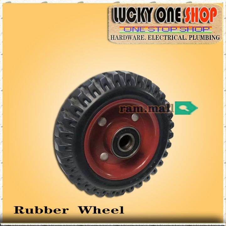 Heavy Duty Rubber Tire Wheel Double Bearing For Pushcart / Trolley 8