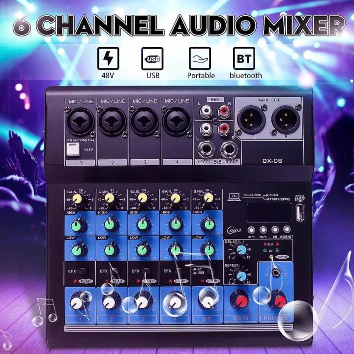 professional-4-ช่อง-usb-bluetooth-ผสม-dsp-usb-dj-เสียงคอนโซลผสม-48v-phantom-power