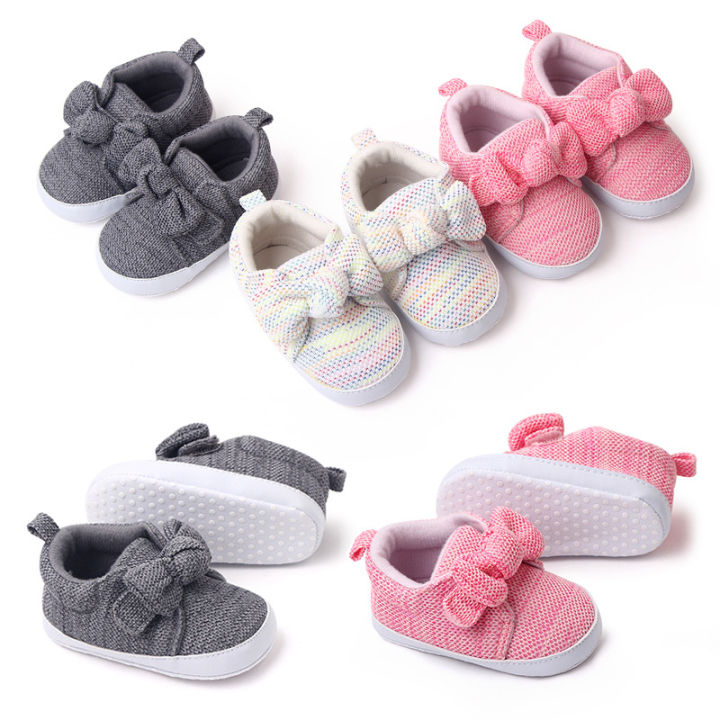 คลังสินค้าพร้อม-รองเท้าถักรองเท้าเด็กวัยหัดเดินเด็ก0-1ปี-รองเท้าเจ้าหญิง3-6-12พื้นนุ่มเด็กทารก