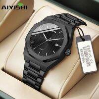 ร้อน, ร้อน★AIYISHI Swiss full-automatic movement mens watch high-grade handsome calendar luminous waterproof gold watch steel band watch