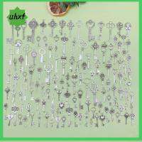 UHXF 125 PCS วินเทจ กุญแจลายโครงกระดูก เงินโบราณ โลหะผสมอัลลอยด์ กุญแจแบบสุ่ม งานฝีมือดีไอวาย เล็กๆน้อยๆ จี้สร้อยคอจี้ อุปกรณ์ทำเครื่องประดับ