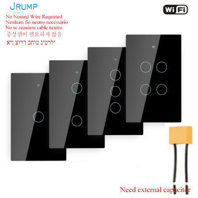 JRUMP US Smart Touch Switch wifi Switch without Neutral Switch With Universal Alexa Home Light Inligent Switch