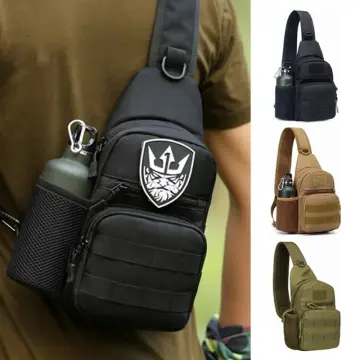 Men Tactical Sling Bag Military Chest Shoulder Molle Black Backpack Cross  Body