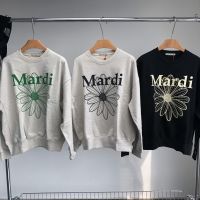 gok054j4 ใหม่ mardi mercredi เสื้อกันหนาวลําลอง คอกลม ทรงหลวม ลายดอกไม้ ขนาดเล็ก