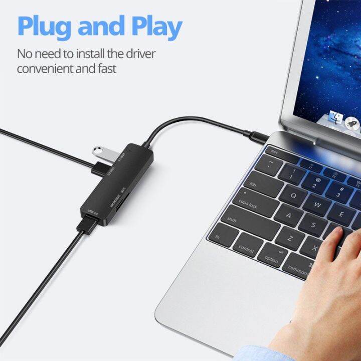 ankndo-5-in-1-usb-c-hub-adapter-สำหรับ-อุปกรณ์เสริม-type-c-ถึง-usb-3-0-2-0-splitter-tf-sd-card-reader-แล็ปท็อป-dock-station