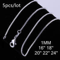 5Lot 925เงินสเตอร์ลิงกล่องสร้อยคอผู้หญิง1มม. ยาว16-24นิ้ว Silver Charm เครื่องประดับ Gift