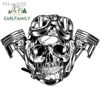 EARLFAMILY Car Stickers for Pilot Skull Vinyl Decal Auto Motorcycle Accessories Funny Skeleton Skull Stickers Car Styling