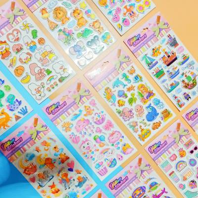 สติ๊กเกอร์ไดคัท สติกเกอร์กลิตเตอร์ sticker เคลือบวิ้งๆ ลายการ์ตูน Kawaii สําหรับตกแต่ง คละลาย