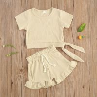 Casual 2pcs Outfit Set Newborn Baby Girls Cotton Short Sleeve Tops+Ruffles Shorts Casual Set for Kids Children Toddler Clothes  by Hs2023