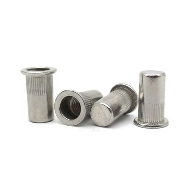 SUS304 Flat head rivet nut Sealed Vertical stripes body close end M3 M4 M5 M6 M8 M10 M12  Blind rivet nut Insert nut 304PTZW Nails Screws Fasteners