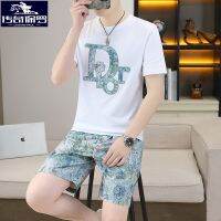 【Hot Sale】 authentic summer mens short-sleeved suit T-shirt casual two-piece