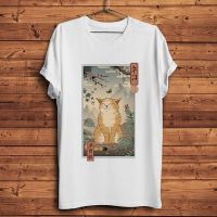 Japan Traditional Ukiyoe Cat Funny Tshirt Homme Short T Shirt Men White Tshirt