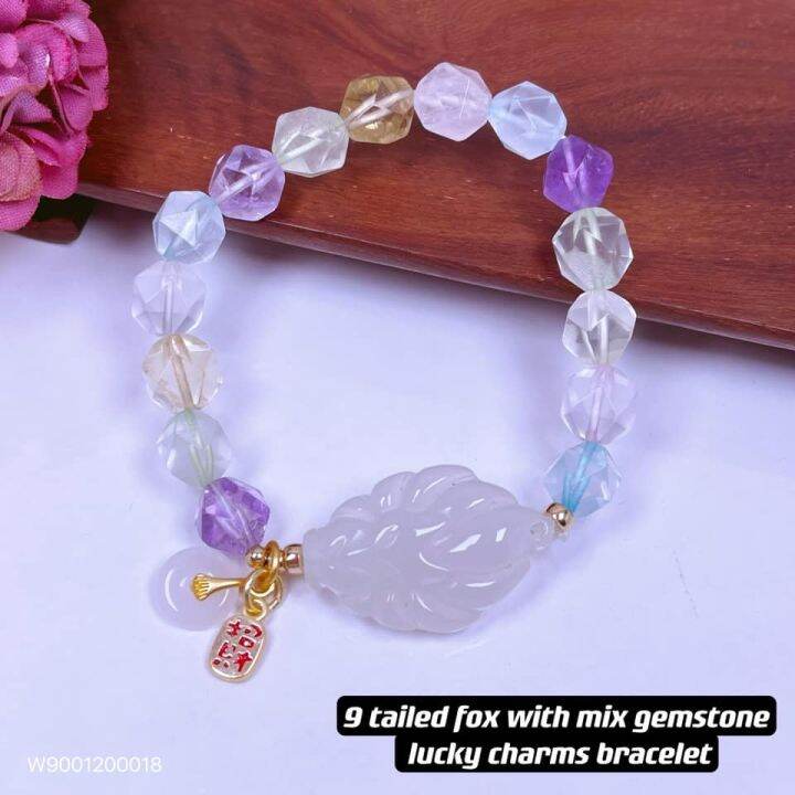 9 tailed fox with mix gemstones lucky charms bracelet Lazada PH
