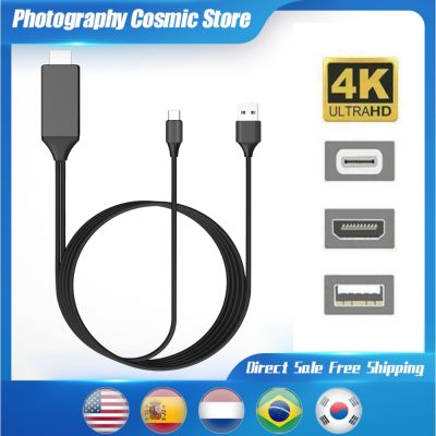 Kabel HDMI 1.8M Kabel USB Tipe C Ke HDMI 4K 60Hz Kabel Pengisi Daya Pencerminan UHD Adaptor Video AV Digital untuk Ponsel Android Ke TV