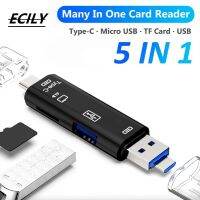 ECILY Type C &amp; MicroUSB &amp; USB 5 In 1ความเร็วสูง Universal OTG TF Card Reader อะแดปเตอร์ MicroSD สำหรับโทรศัพท์ Android ส่วนหัวของคอมพิวเตอร์