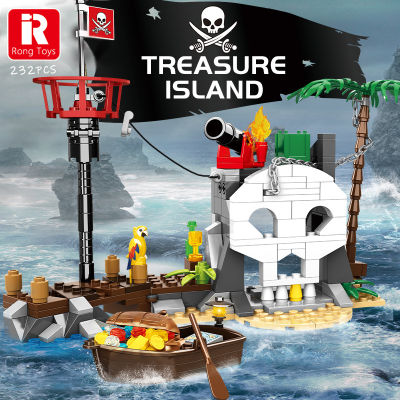 Arri Beaned Skull Island Pirate Bay เรือ Pier Building Blocks Creative Expert Moc Modular Castle Architecture อิฐของเล่นเด็ก