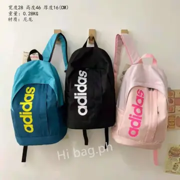 Adidas School Backpack Double Strap Zip Closure Pockets Black Pink Flowers  | eBay
