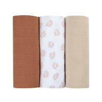 BEABA ชุดผ้าอ้อมอเนกประสงค์ 3 ชิ้น Pack of 3  Muslins Organic Cotton - Hedgehog Brown