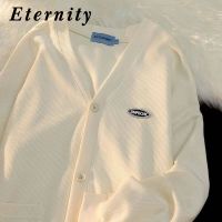 เสื้อแขนยาว เสื้อกันหนาว เสื้อกันหนาว ผญ เสื้อกันหนาว ผช Eternity เสื้อกันหนาว ผญ เสื้อคลุม เสื้อไหมพรมผญ เสื้อกันหนาวสตรีคาร์ดิแกนชุดเกาหลีสำเปิดด้านหน้าปุ่มที่มีน้ำหนักเบาแขนยาวสบายๆหลวมลาย