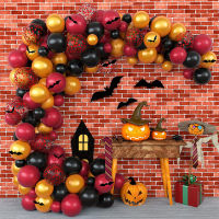 ตกแต่งฮาโลวีนบอลลูน Garland Arch Kit สำหรับ Harry Potter Birthday Party Theme Burdy Black Gold บอลลูนค้างคาว Sticker