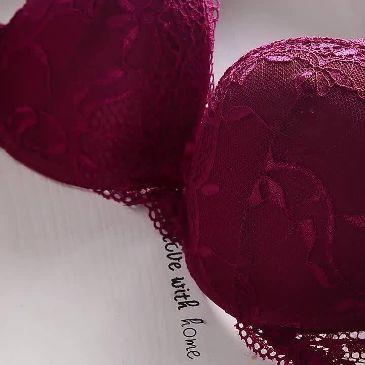 Dark red Lace Push Up Bra