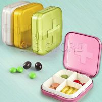 INS กล่องยา มินิ กล่องสีสันลูกกวาด หลายช่อง กล่องยาแบบพกพา Cross-packing pill box