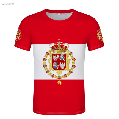 2023 Poland Lithuania Federation Flag T-shirt Free Custom Name Poland Number Flag T-shirt Printed Poland Logo Red Text White Clothes Unisex