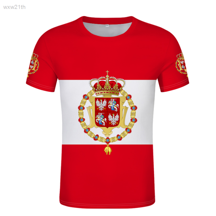 2023-poland-lithuania-federation-flag-t-shirt-free-custom-name-poland-number-flag-t-shirt-printed-poland-logo-red-text-white-clothes-unisex