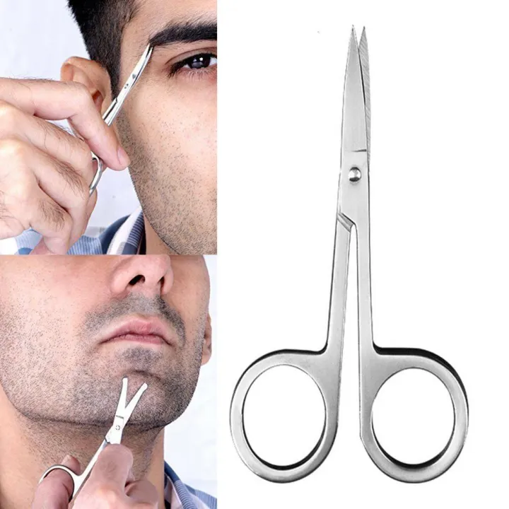 Stainless Steel Scissor Mini Portable Curved Mustache Nose Ear Hair