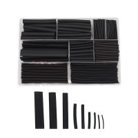 385pcs Heat Shrink Tubing Kit Ratio 2:1 Black 9 Sizes 125℃ Insulation Shrinkable Tubes Assortment Wire Cable Sleeve Kit With Box Cable Management