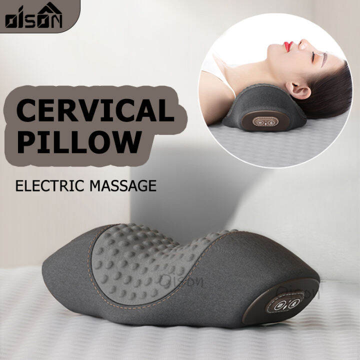 【Oison】Electric Neck Pillow With Massager Head Pillow Heated Hot