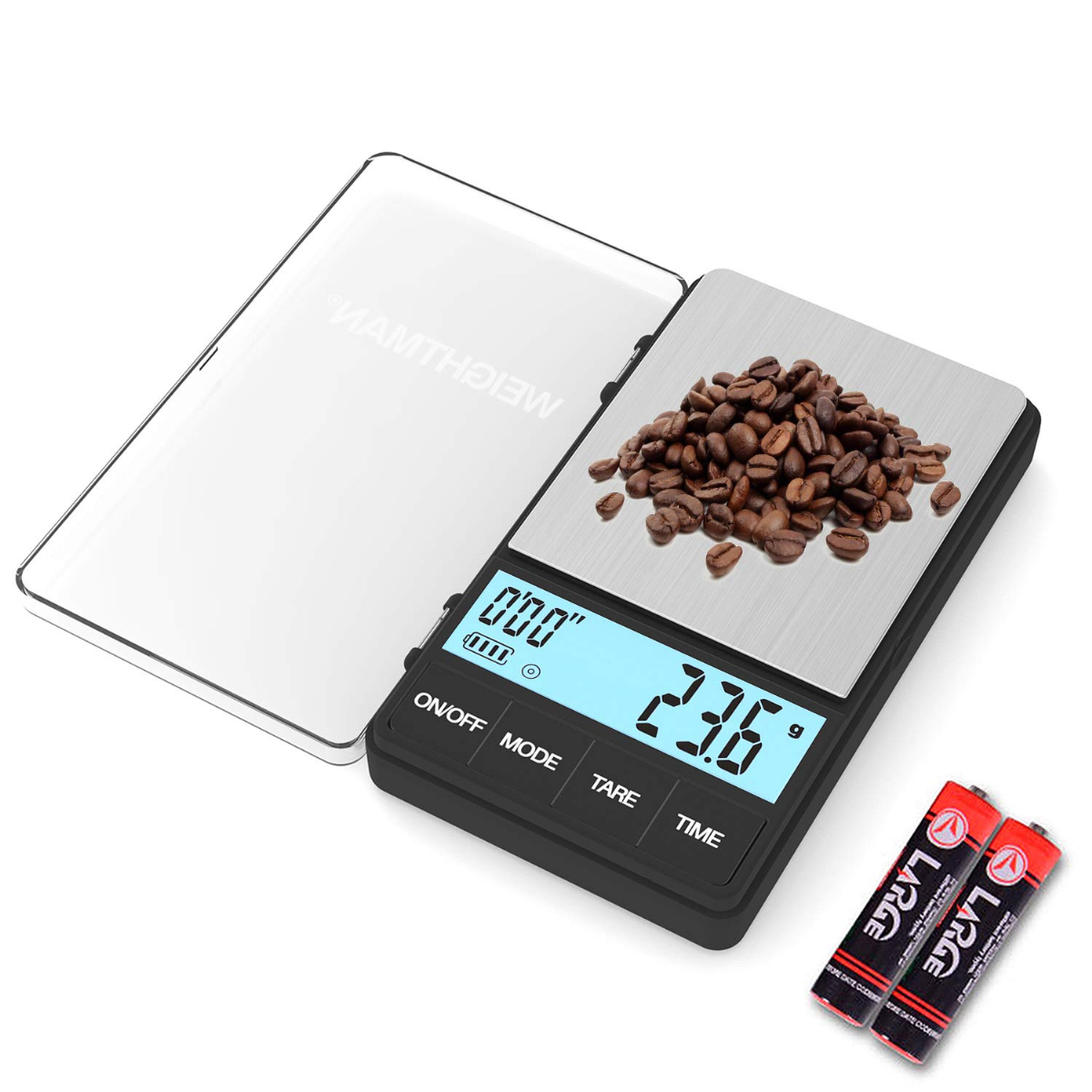 Weightman Espresso Scale with Timer Gram Scale 1000 x 0.1g with 600ml Silicone Bowl Coffee Scale Small Pocket Scale with Batteries Scales Digital Weight Grams with Stainless Steels Weighting Pan