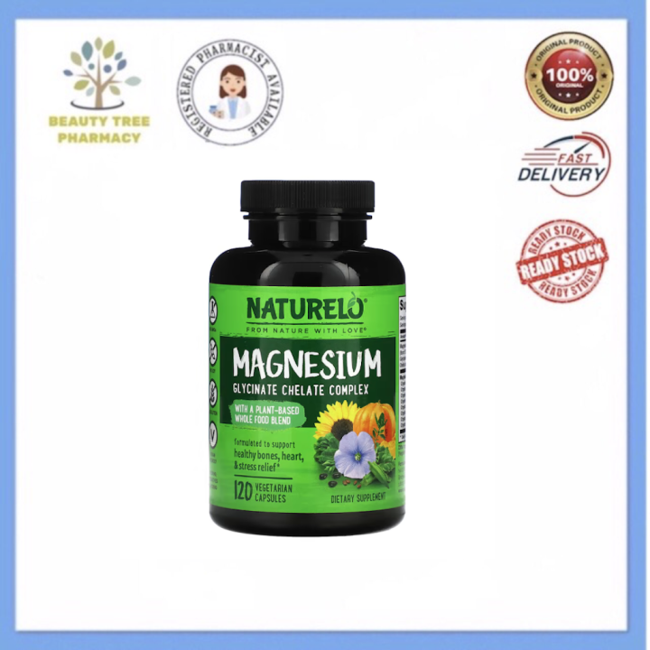 Naturelo Magnesium Glycinate Chelate Complex 120 Vegetarian Capsules