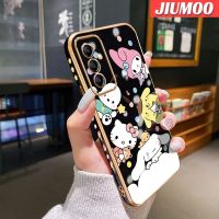 JIUMOO เคสโทรศัพท์ปลอกสำหรับ Samsung Galaxy A14 5G A34 5G A54 5G ลายการ์ตูน Hello Kitty Santio สุดหรูชุบเคสโทรศัพท์ขอบซิลิโคนคลุมทั้งหมดสี่เหลี่ยมป้องกันกล้อง Softcase